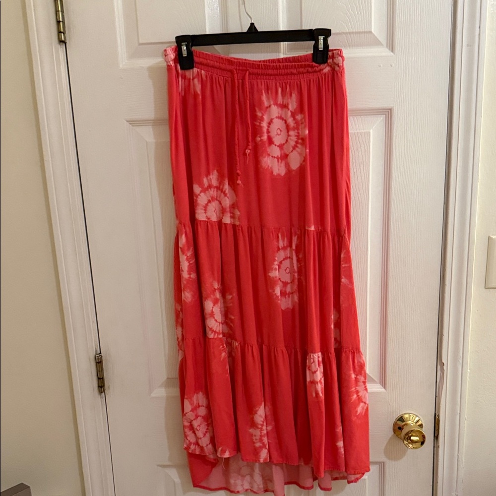 Coral Tie-Dye Maxi Skirt